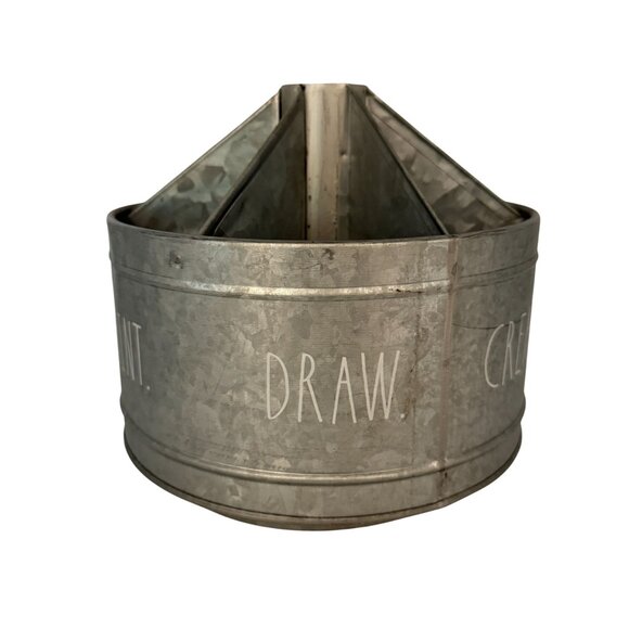 Rae Dunn Galvanized Desktop Organizer Rotating Spinner for Pens Brushes Pencils - Picture 6 of 12